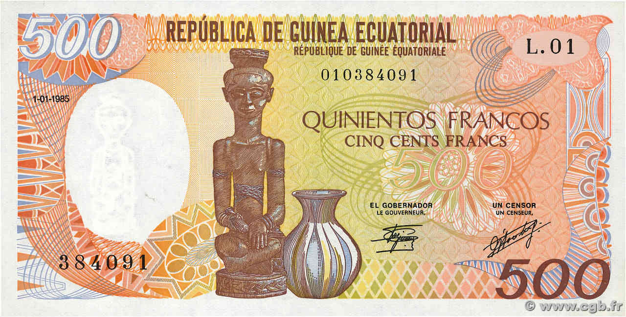 500 Francs ÄQUATORIALGUINEA  1985 P.20 ST