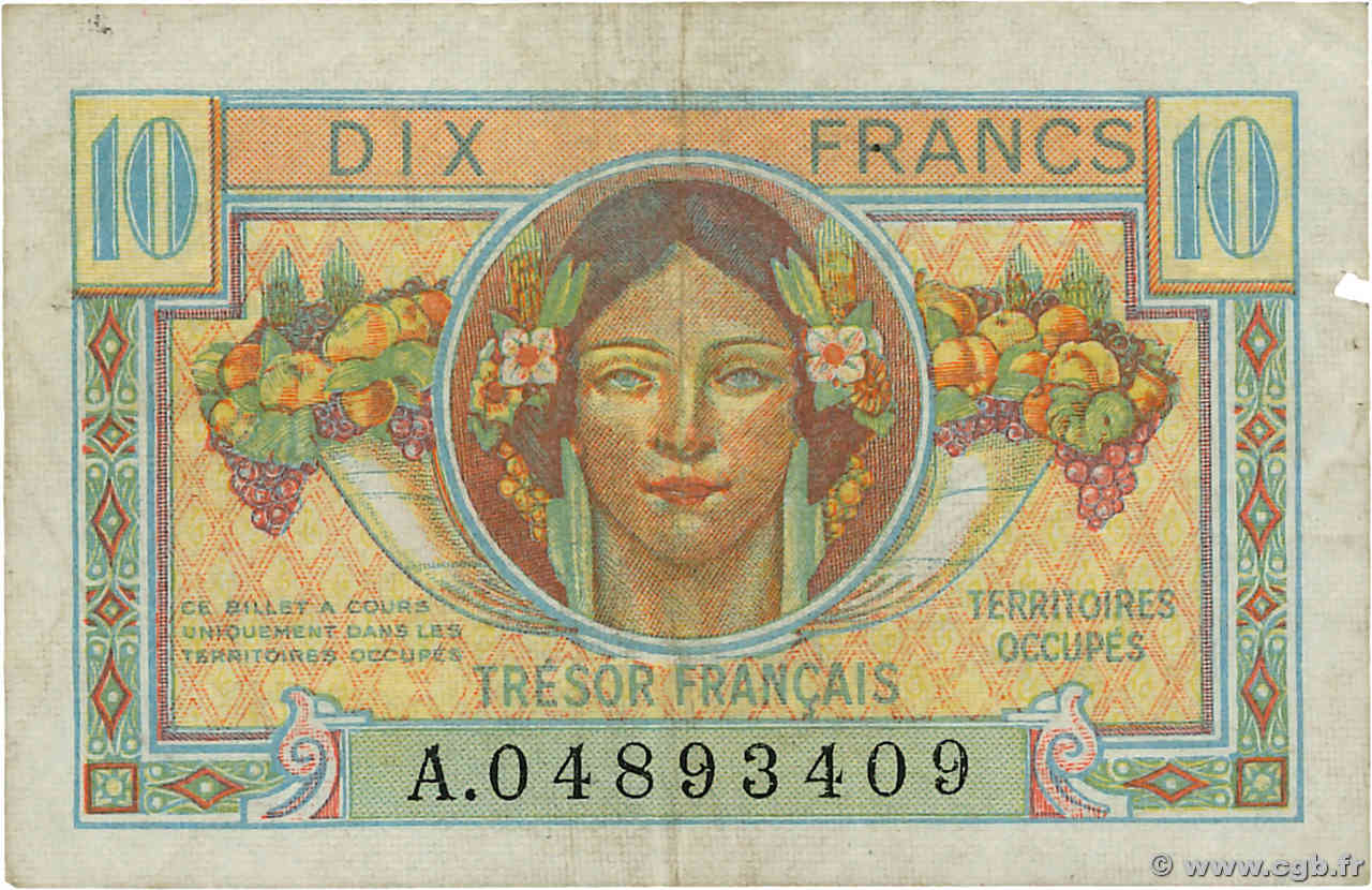 10 Francs TRÉSOR FRANÇAIS FRANCE  1947 VF.30.01 VF