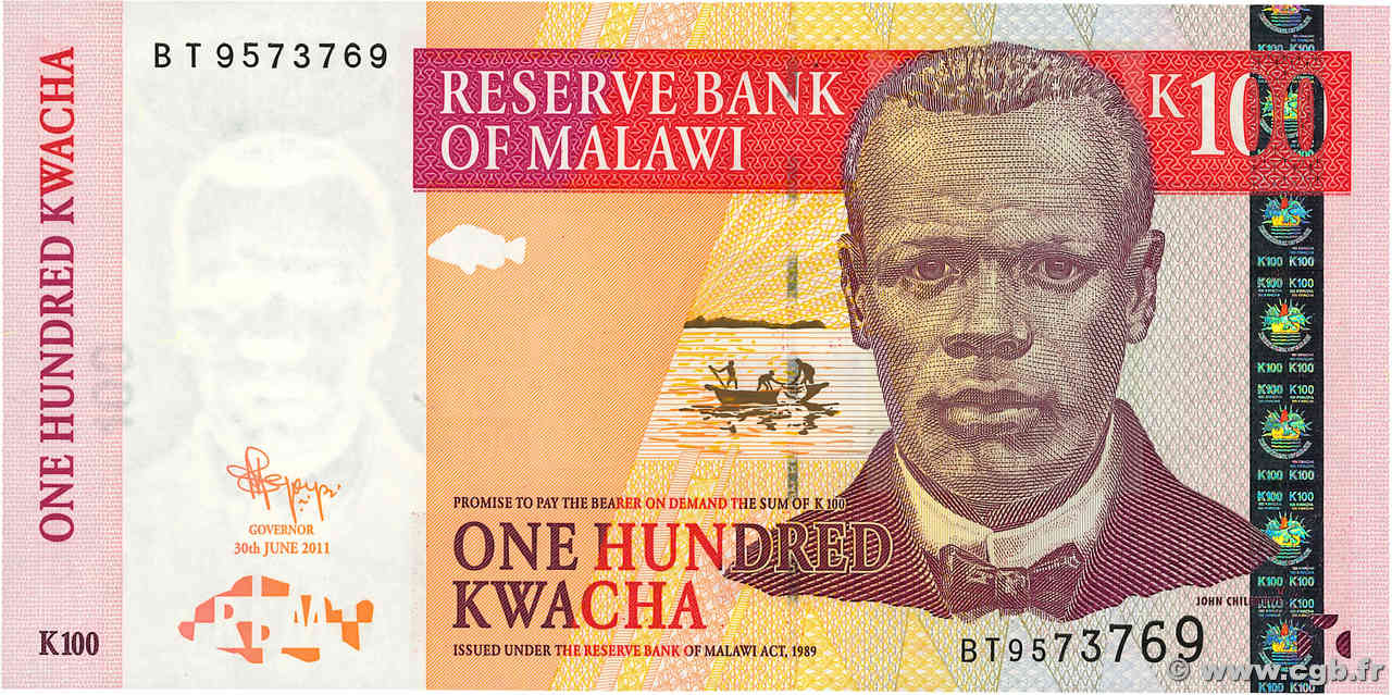 100 Kwacha MALAWI  2011 P.54c NEUF