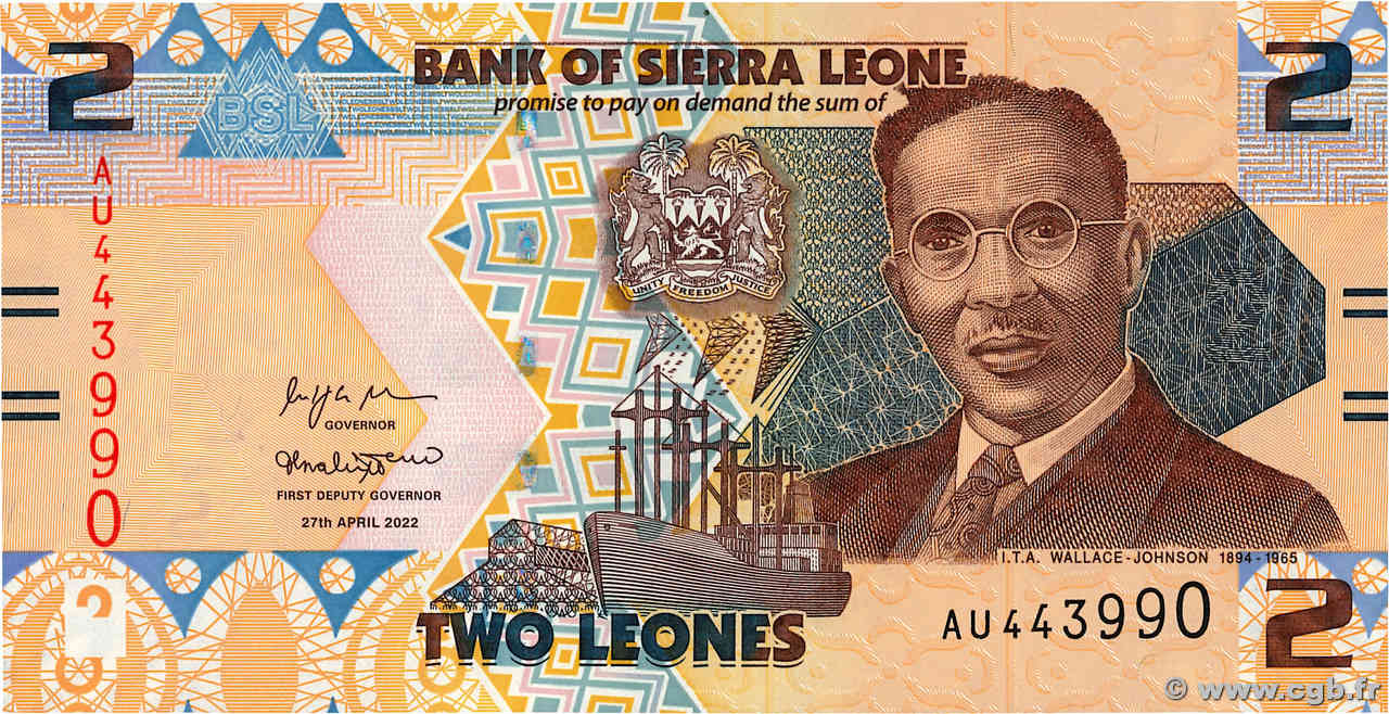 2 Leones SIERRA LEONE  2022 P.35 UNC