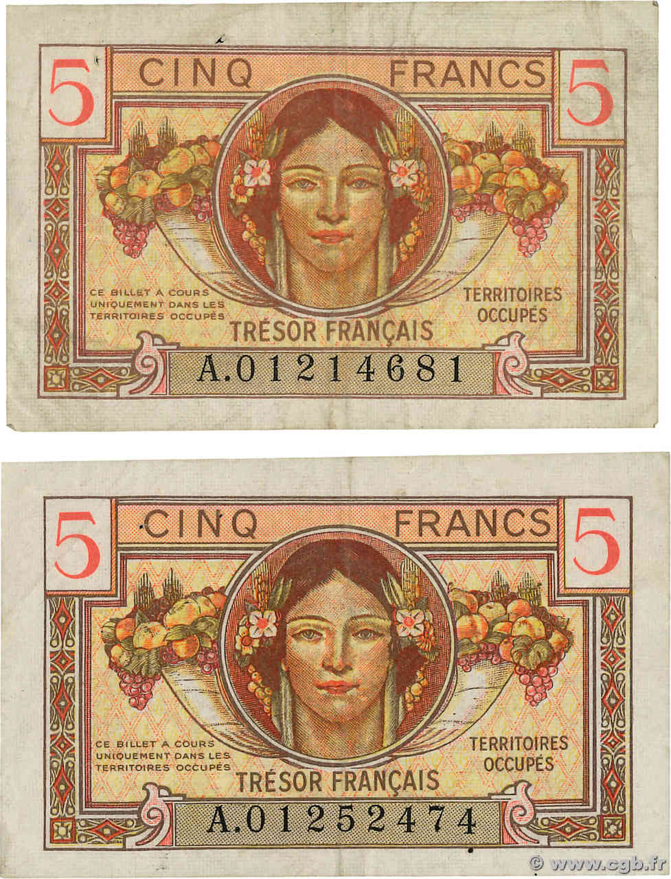 5 Francs TRÉSOR FRANÇAIS Lot FRANCIA  1947 VF.29.01 BB