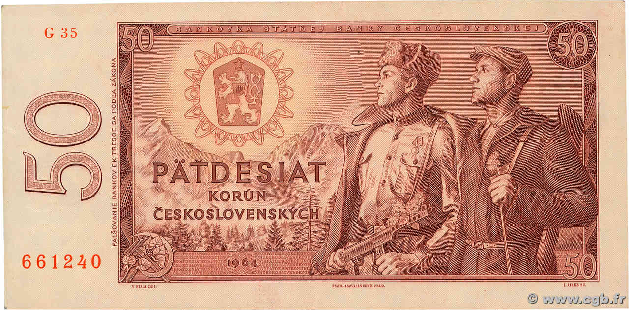 50 Korun CECOSLOVACCHIA  1964 P.090b q.SPL