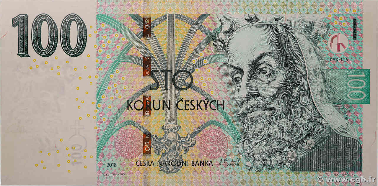 100 Korun REPúBLICA CHECA  2018 P.18b FDC