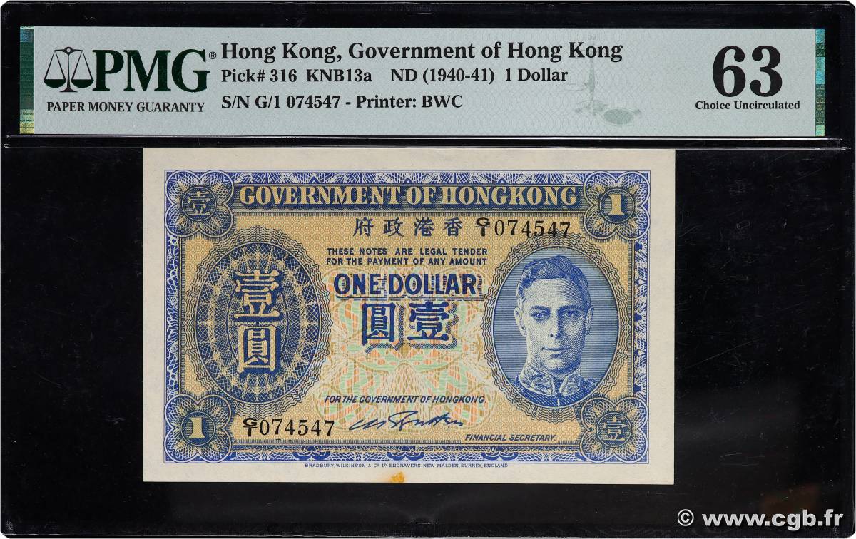 1 Dollar HONG KONG  1940 P.316 pr.NEUF