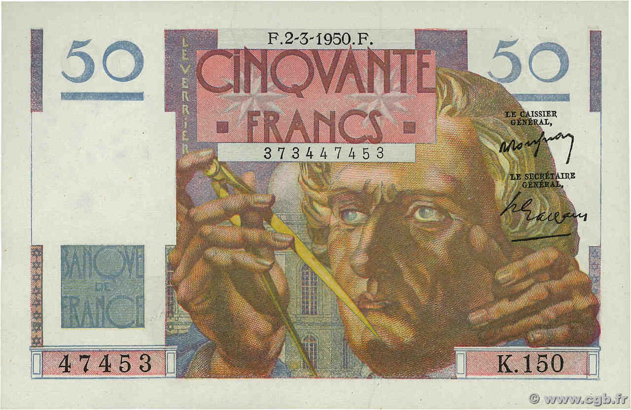 50 Francs LE VERRIER FRANCE  1950 F.20.14 NEUF