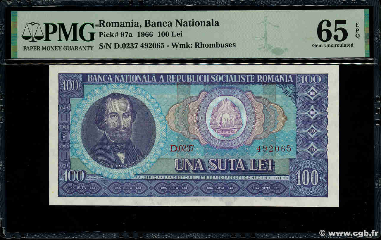 100 Lei ROUMANIE  1966 P.097a NEUF