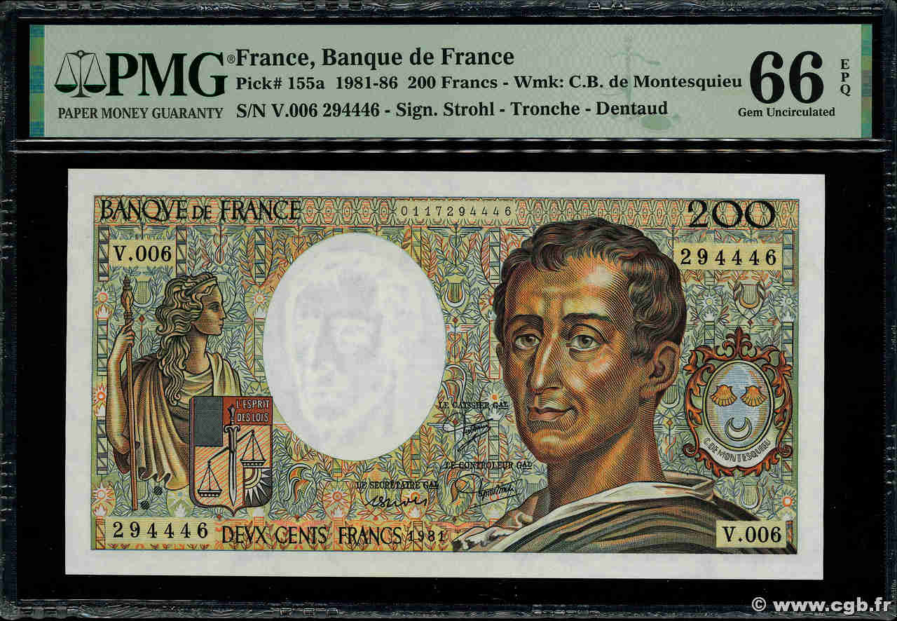 200 Francs MONTESQUIEU FRANKREICH  1981 F.70.01 ST