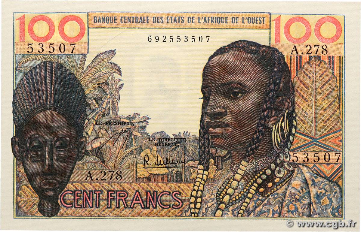 100 Francs WEST AFRICAN STATES  1965 P.002b AU