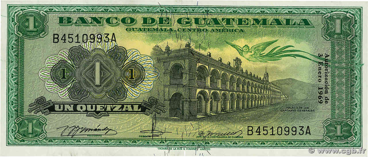 1 Quetzal GUATEMALA  1969 P.052f TTB