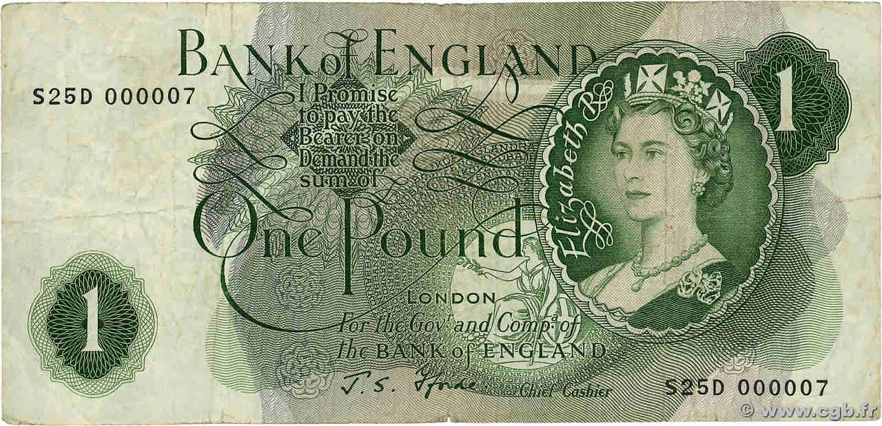 1 Pound Numéro spécial INGLATERRA  1966 P.374e BC