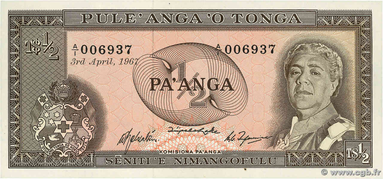 1/2 Pa anga TONGA  1967 P.13a FDC