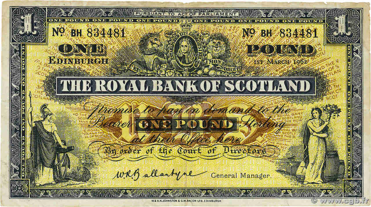 1 Pound SCOTLAND  1962 P.324b fSS