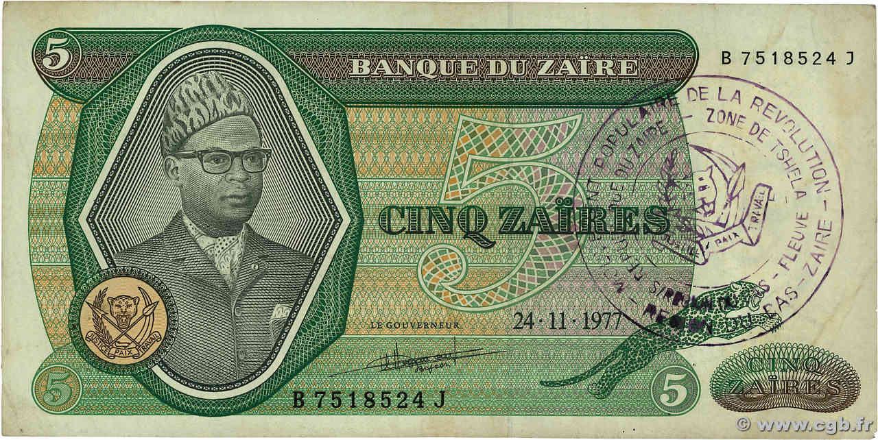 5 Zaïres ZAIRE  1977 P.21b F+