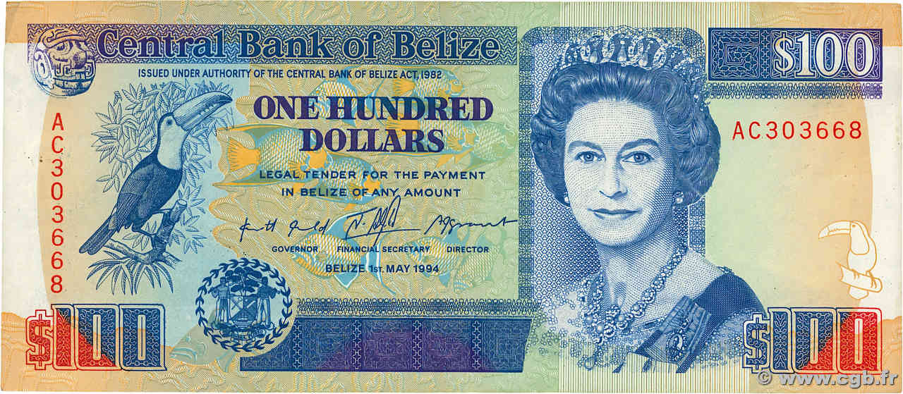 100 Dollars BELIZE  1994 P.57c fVZ