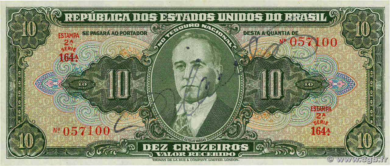 10 Cruzeiros BRASIL  1950 P.143 FDC