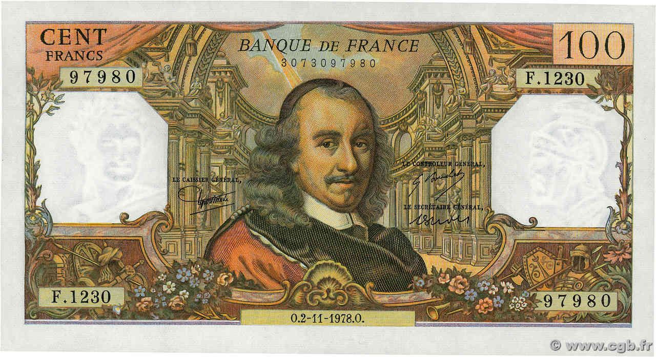 100 Francs CORNEILLE FRANCE  1978 F.65.64 AU