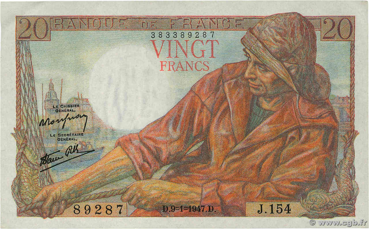 20 Francs PÊCHEUR FRANCIA  1947 f.13.11 SPL+