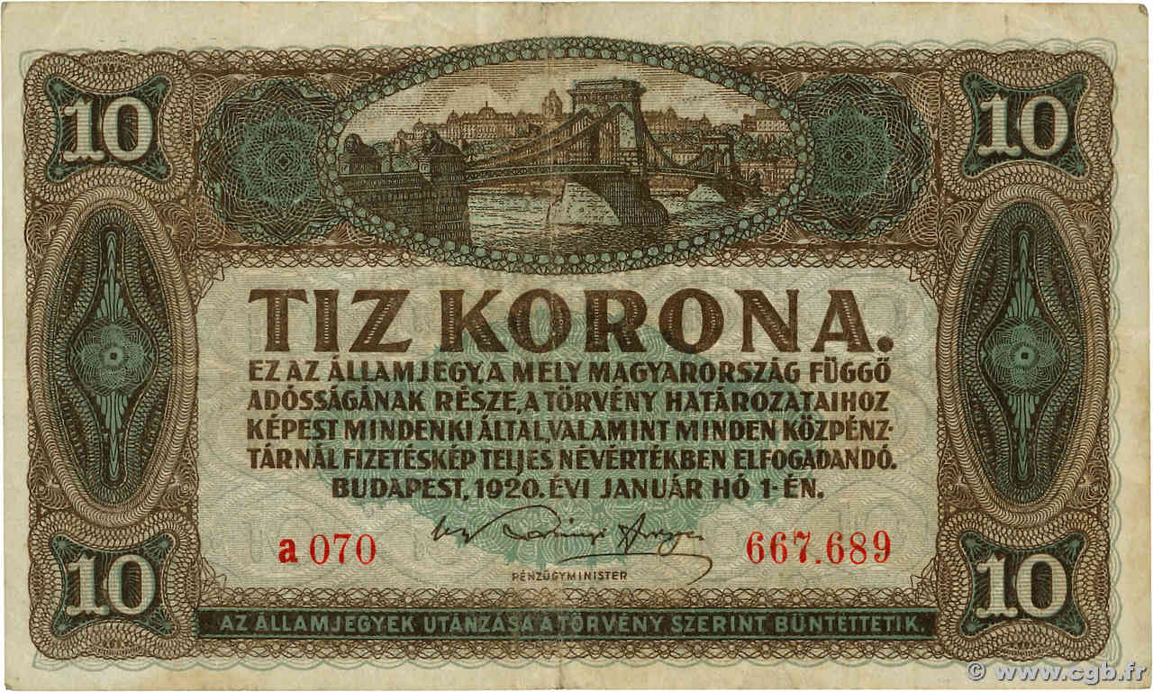 20 Korona HONGRIE  1920 P.061 TB+