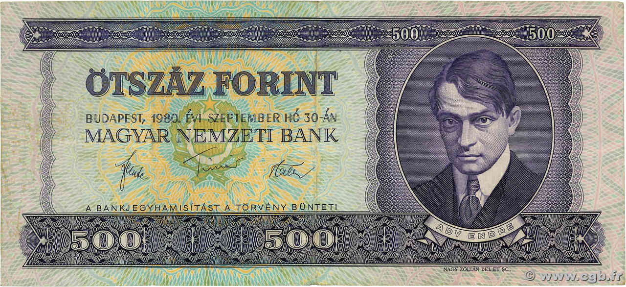 500 Forint HONGRIE  1980 P.172c TB