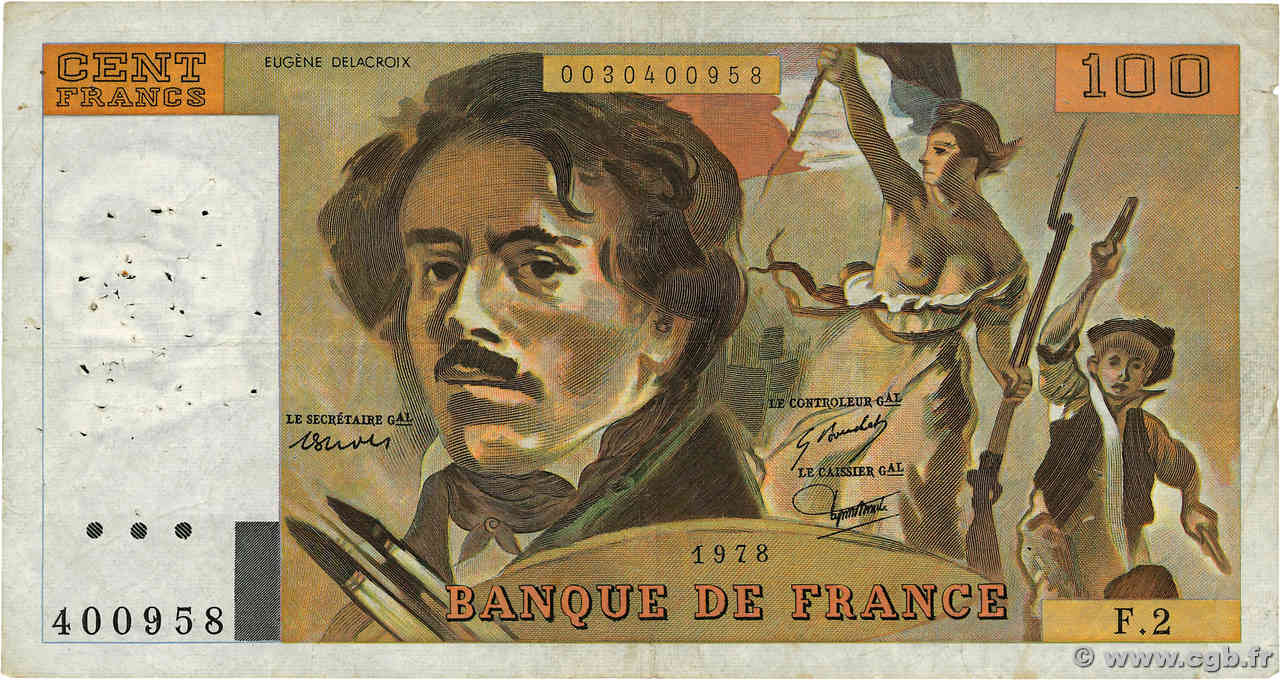 100 Francs DELACROIX FRANKREICH  1978 F.68.02 S