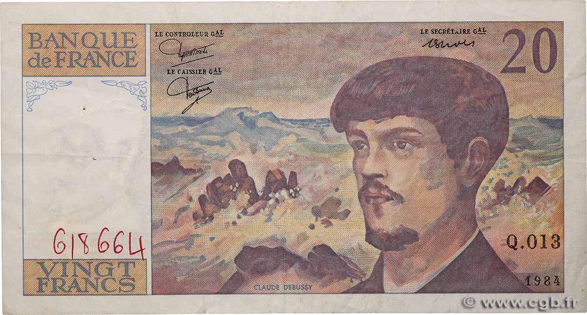 20 Francs DEBUSSY Fauté FRANKREICH  1984 F.66.05 S
