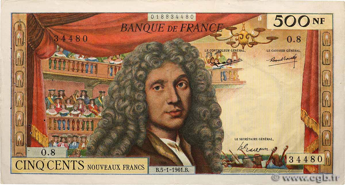 500 Nouveaux Francs MOLIÈRE FRANKREICH  1961 F.60.03 fSS