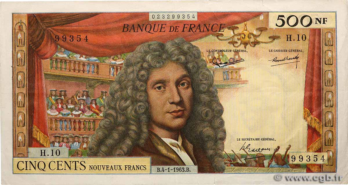 500 Nouveaux Francs MOLIÈRE FRANCE  1963 F.60.04 TTB