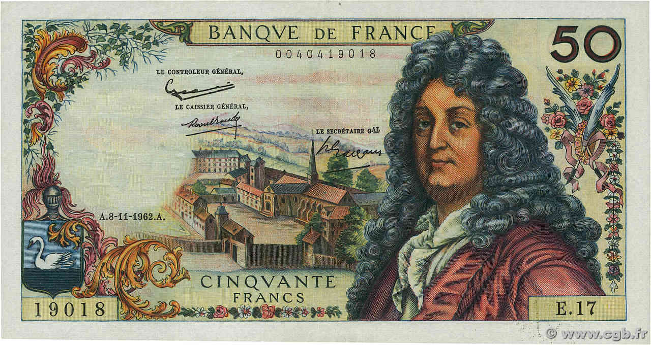 50 Francs RACINE FRANCIA  1962 F.64.02 q.SPL