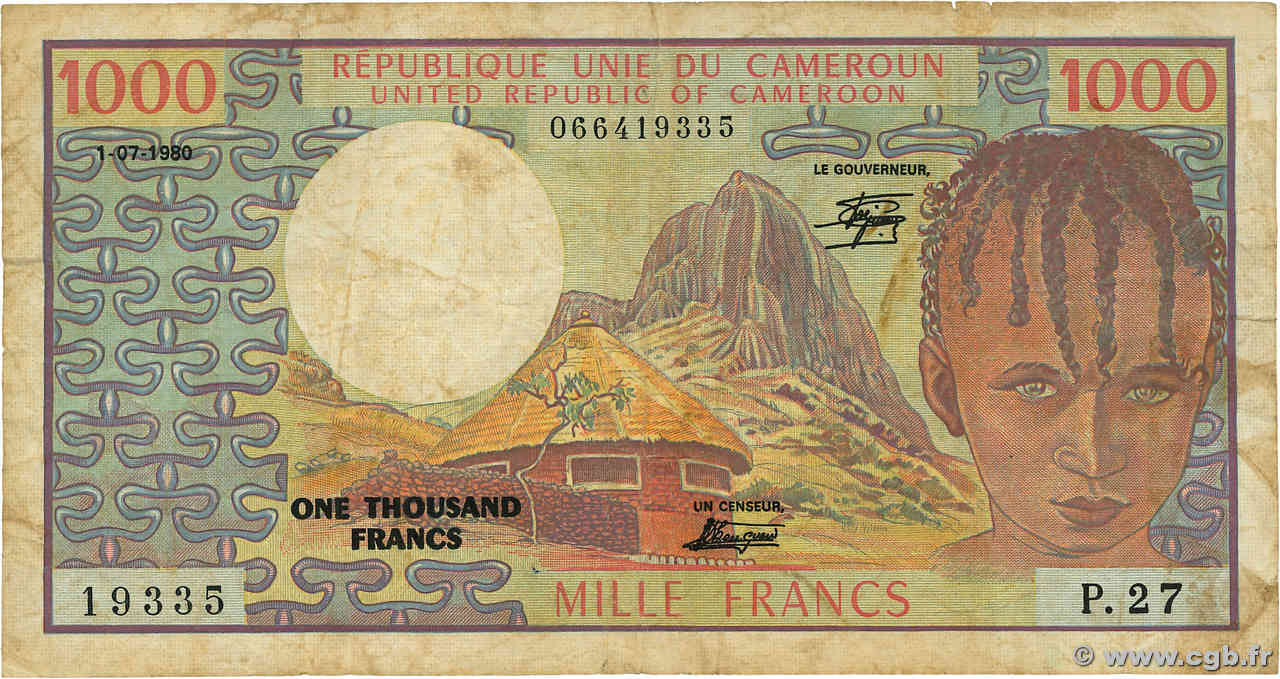 1000 Francs KAMERUN  1980 P.16c fS