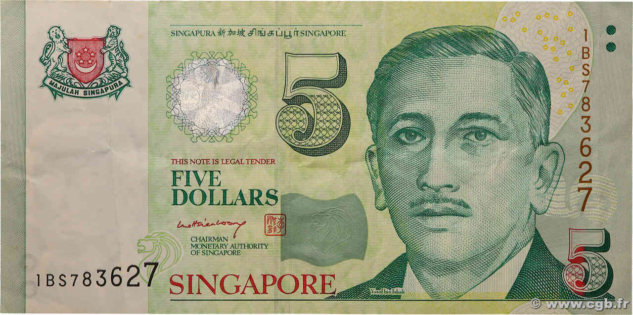 5 Dollars SINGAPOUR  2007 P.47A TTB+