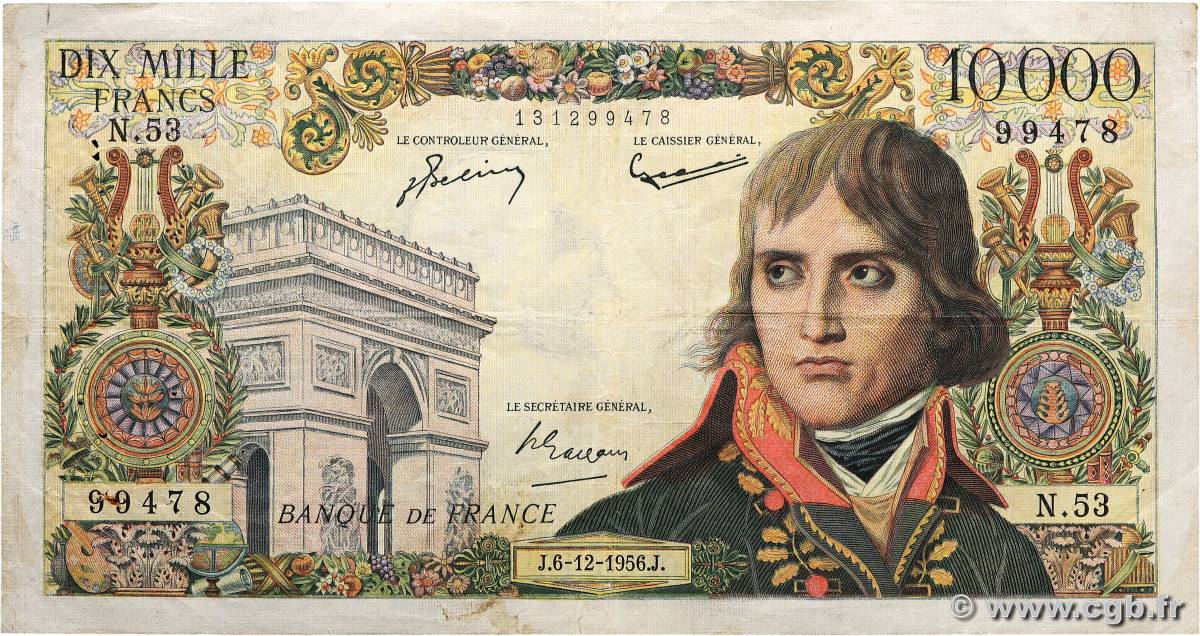 10000 Francs BONAPARTE FRANCE  1956 F.51.06 TB