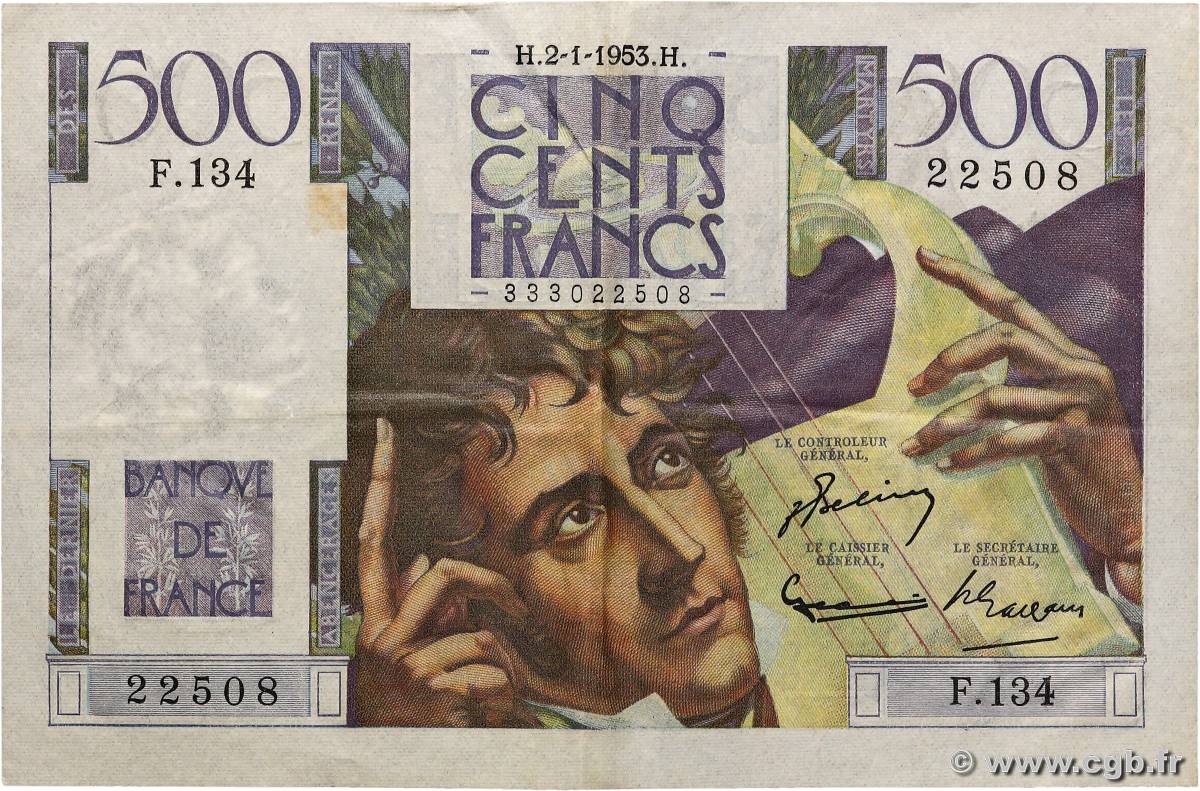 500 Francs CHATEAUBRIAND FRANCE  1953 F.34.11 TTB