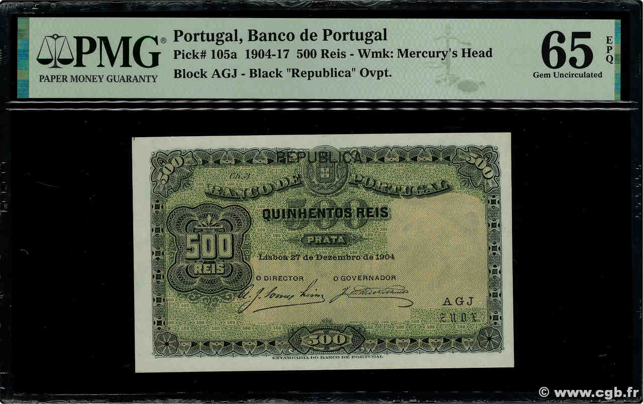 500 Reis PORTUGAL  1904 P.105a ST