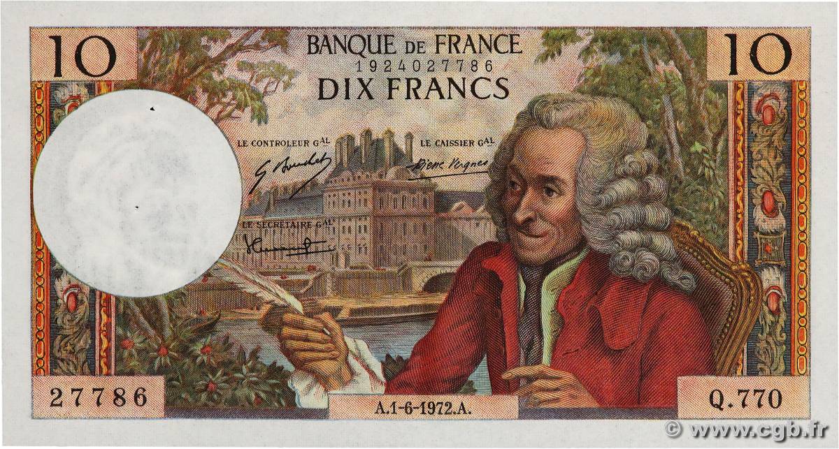 10 Francs VOLTAIRE FRANKREICH  1972 F.62.57 fST