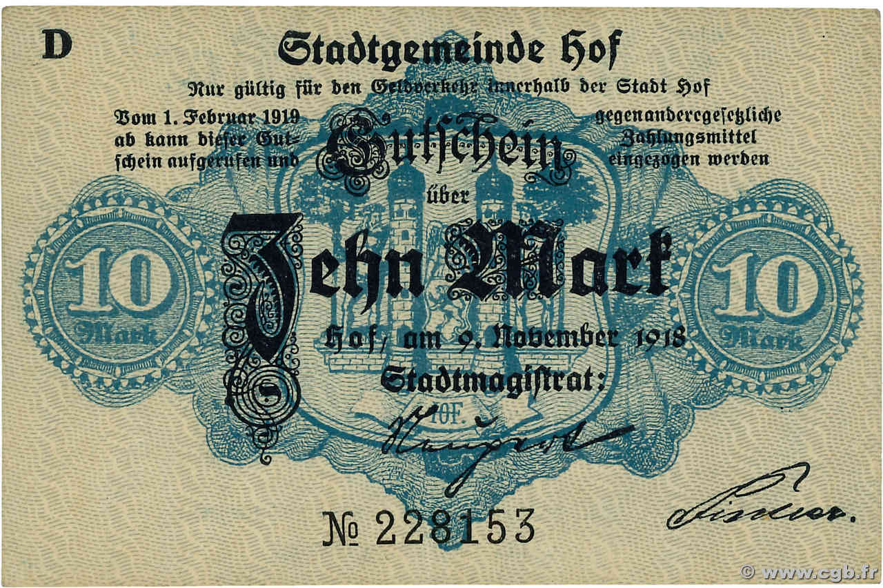 10 Mark ÖSTERREICH Hof 1918 P.- VZ+