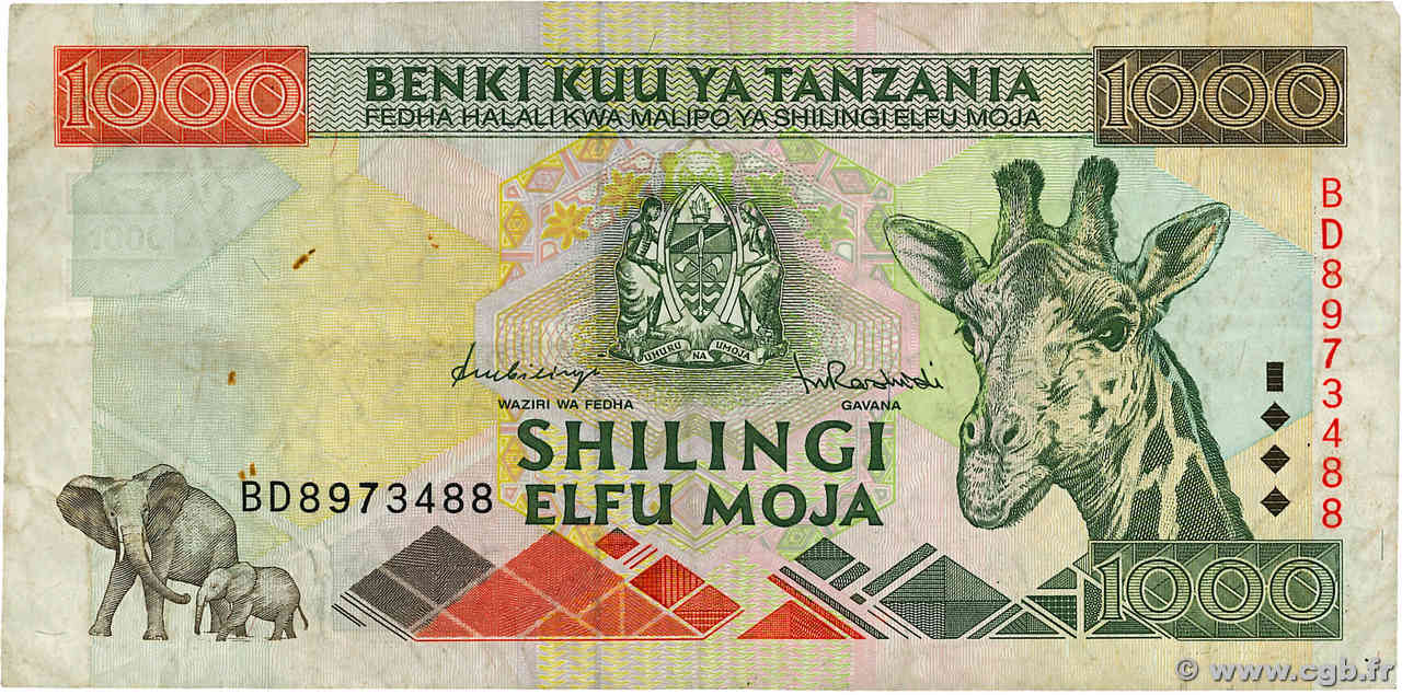 1000 Shilingi TANZANIE  1997 P.31 TB