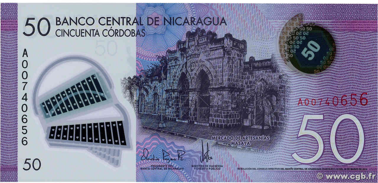 50 Cordobas NICARAGUA  2014 P.211a NEUF