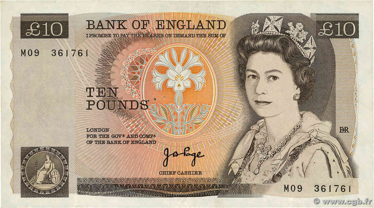 10 Pounds ENGLAND  1975 P.379a S