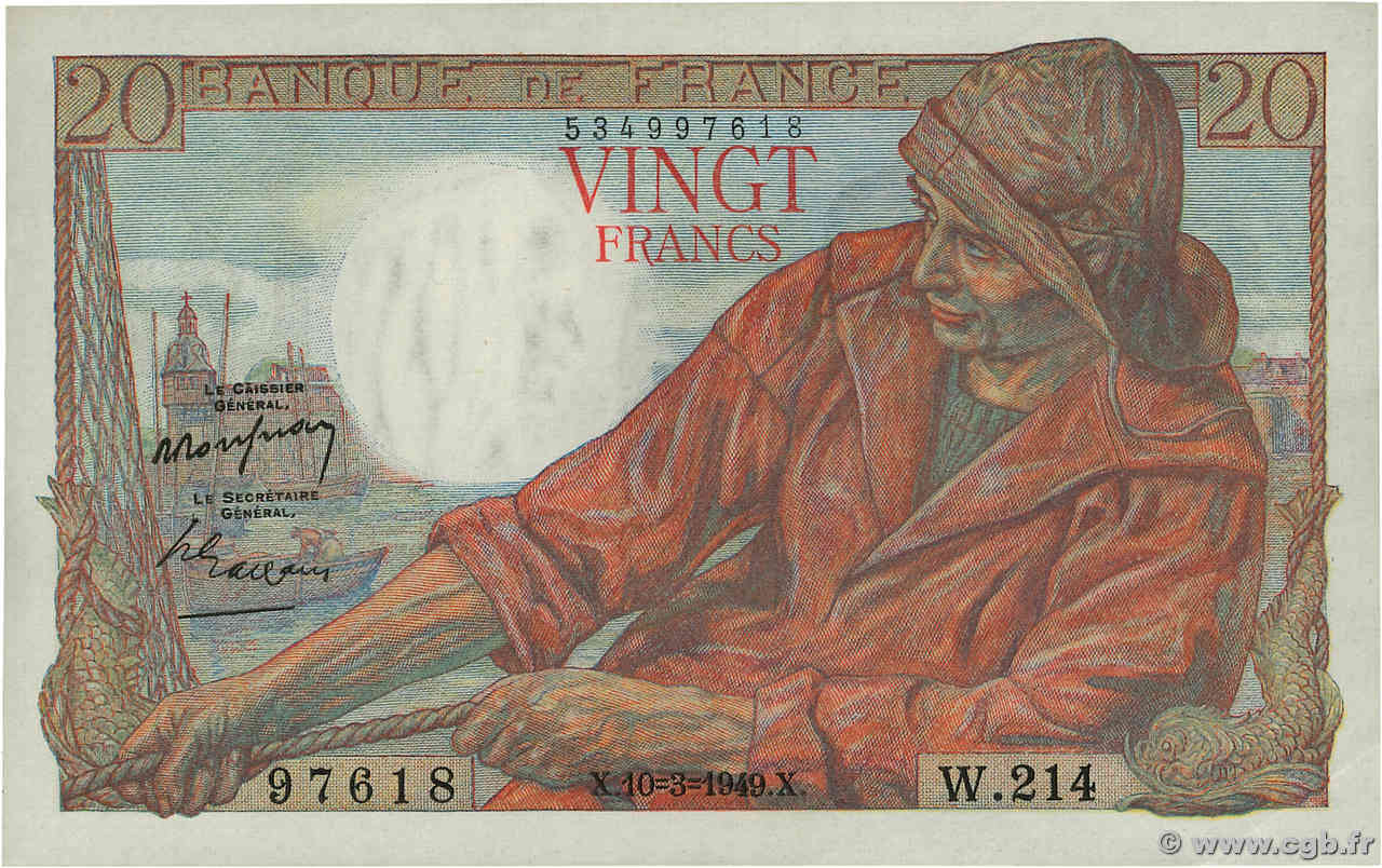 20 Francs PÊCHEUR FRANCE  1949 F.13.14 SUP