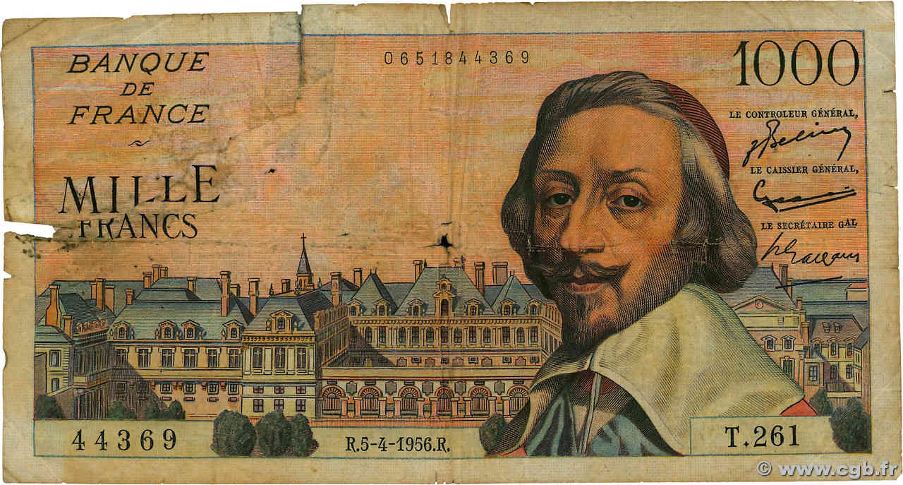 1000 Francs RICHELIEU FRANCIA  1956 F.42.20 MC