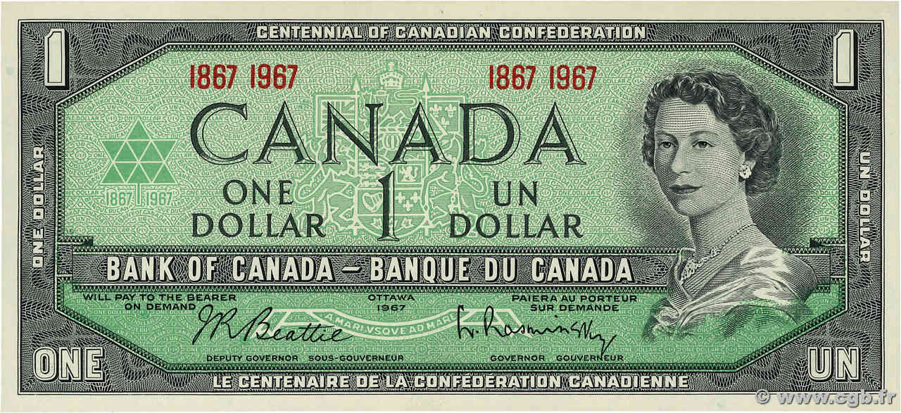 1 Dollar Commémoratif CANADA  1967 P.084a SPL+