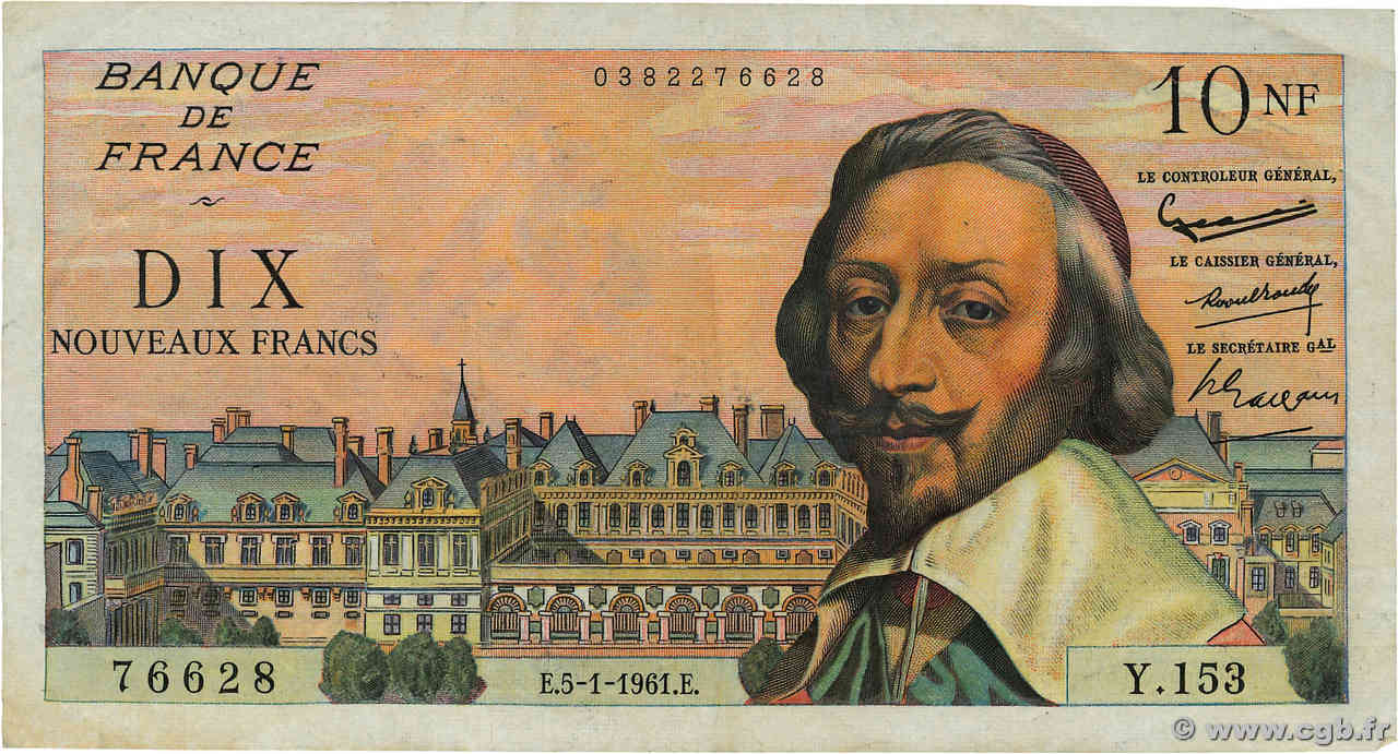 10 Nouveaux Francs RICHELIEU FRANKREICH  1961 F.57.13 S