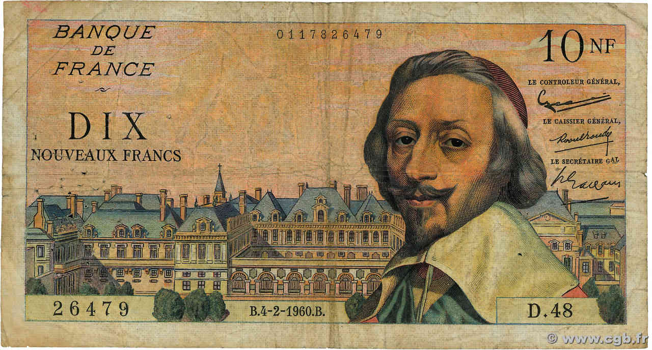 10 Nouveaux Francs RICHELIEU FRANCIA  1960 F.57.05 RC