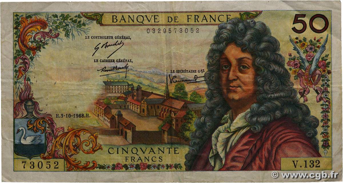 50 Francs RACINE FRANCIA  1968 F.64.12 BC