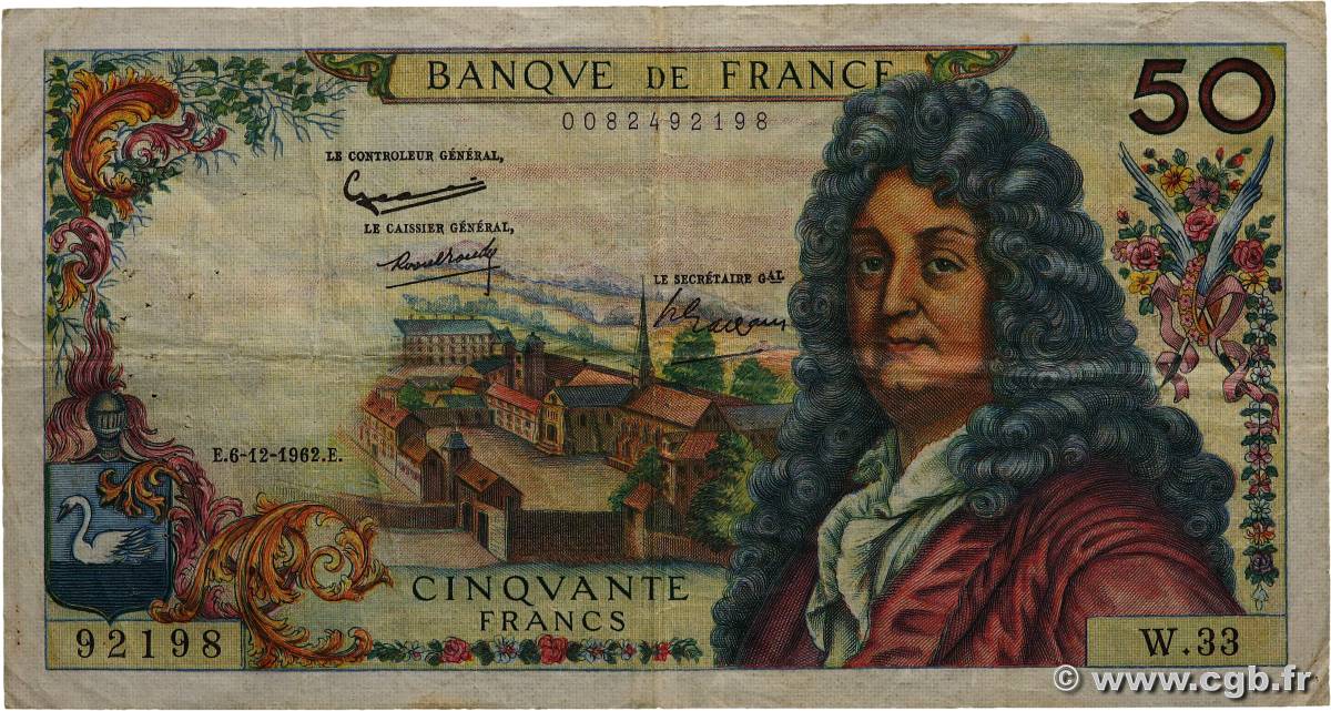 50 Francs RACINE FRANCE  1962 F.64.03 F