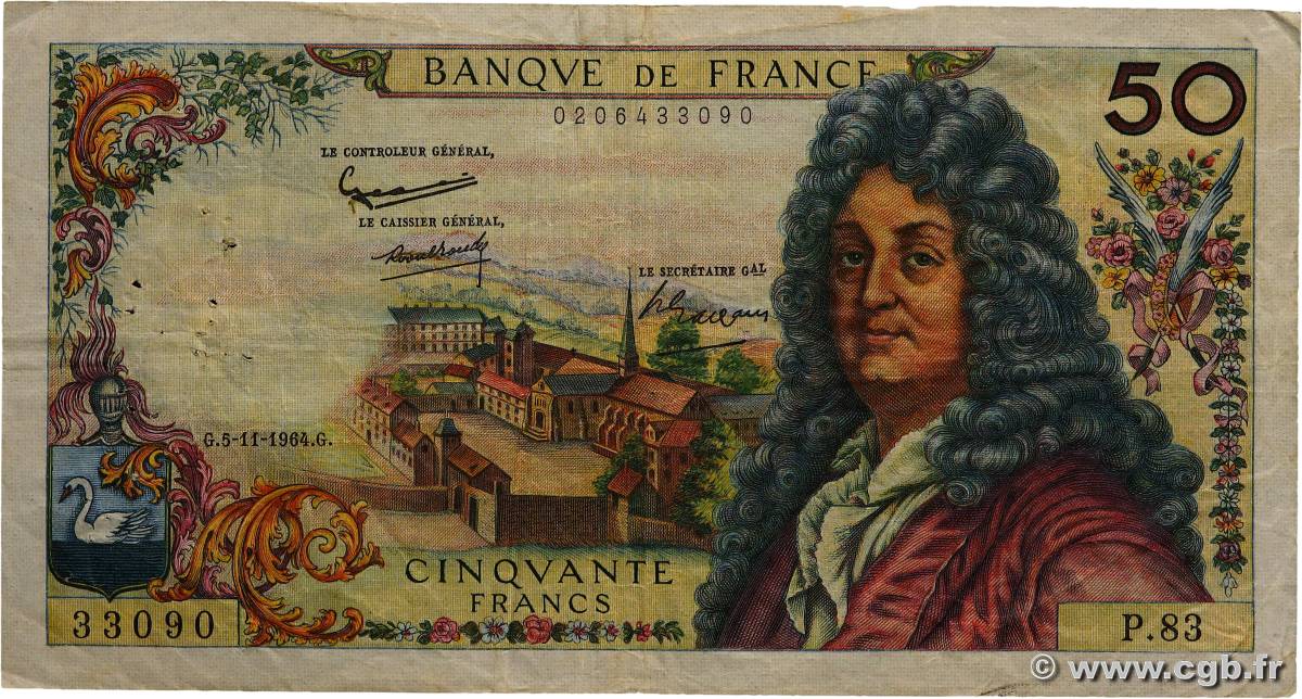 50 Francs RACINE FRANCE  1964 F.64.07 TB