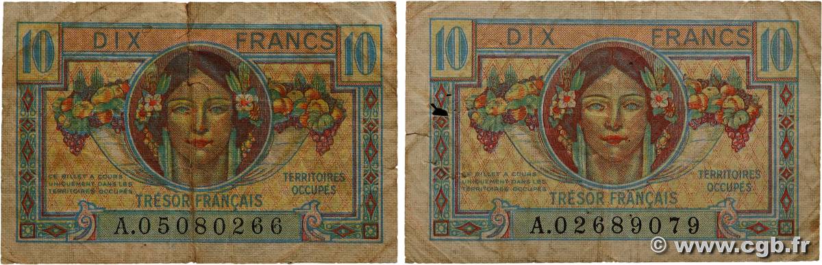 10 Francs TRÉSOR FRANÇAIS Lot FRANCIA  1947 VF.30.01 q.MB