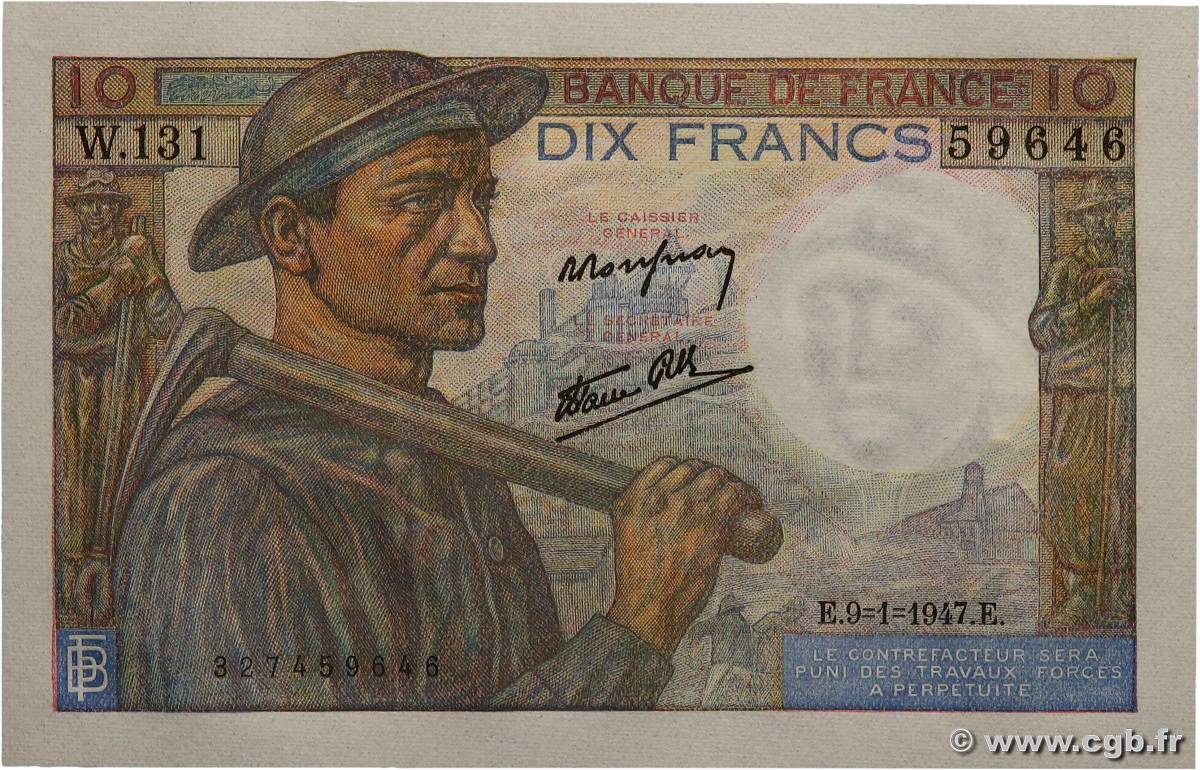 10 Francs MINEUR FRANCIA  1947 F.08.17 SC+