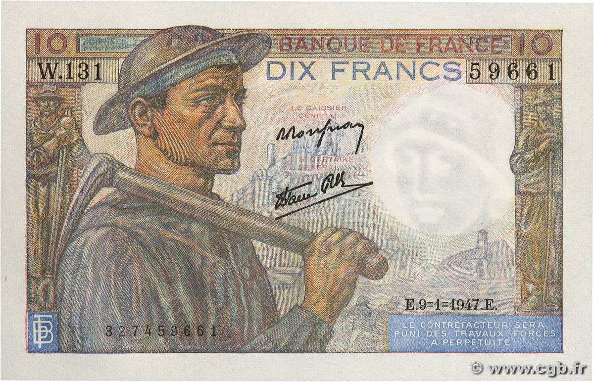 10 Francs MINEUR FRANCIA  1947 F.08.17 FDC