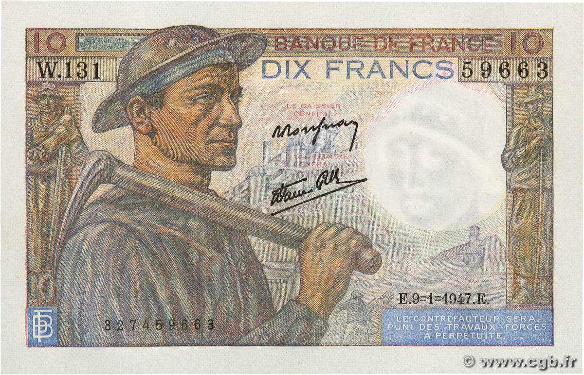 10 Francs MINEUR FRANCE  1947 F.08.17 UNC